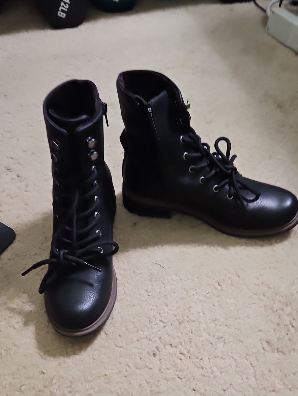 b.o.c. Black Lace-Up Ankle Combat Boots